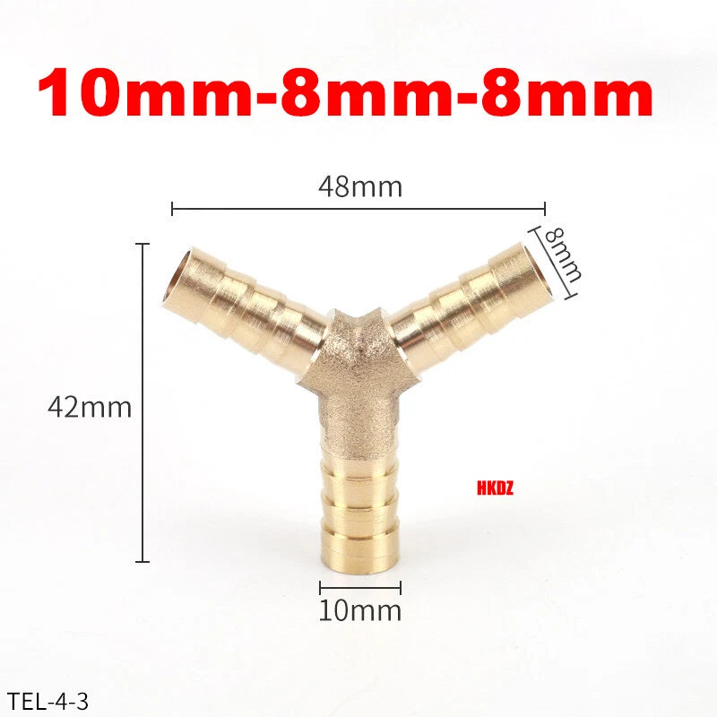 Brass Y Barbed Hose Tail Joiner — Tube Connector for Air, Water, Fuel & Gas