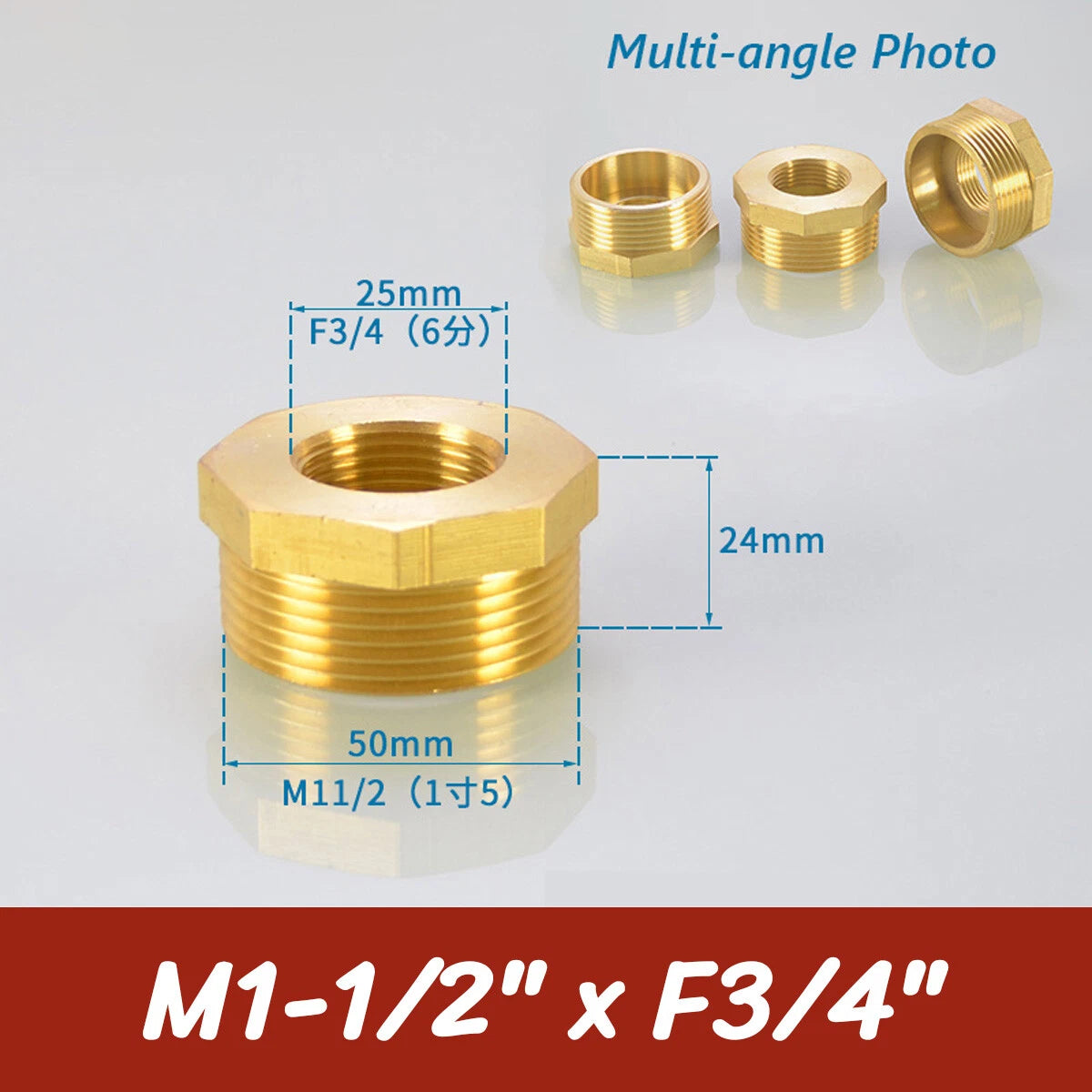 BSP Brass Reducing Hexagon Bush — Male to Female Thread Pipe Fittings