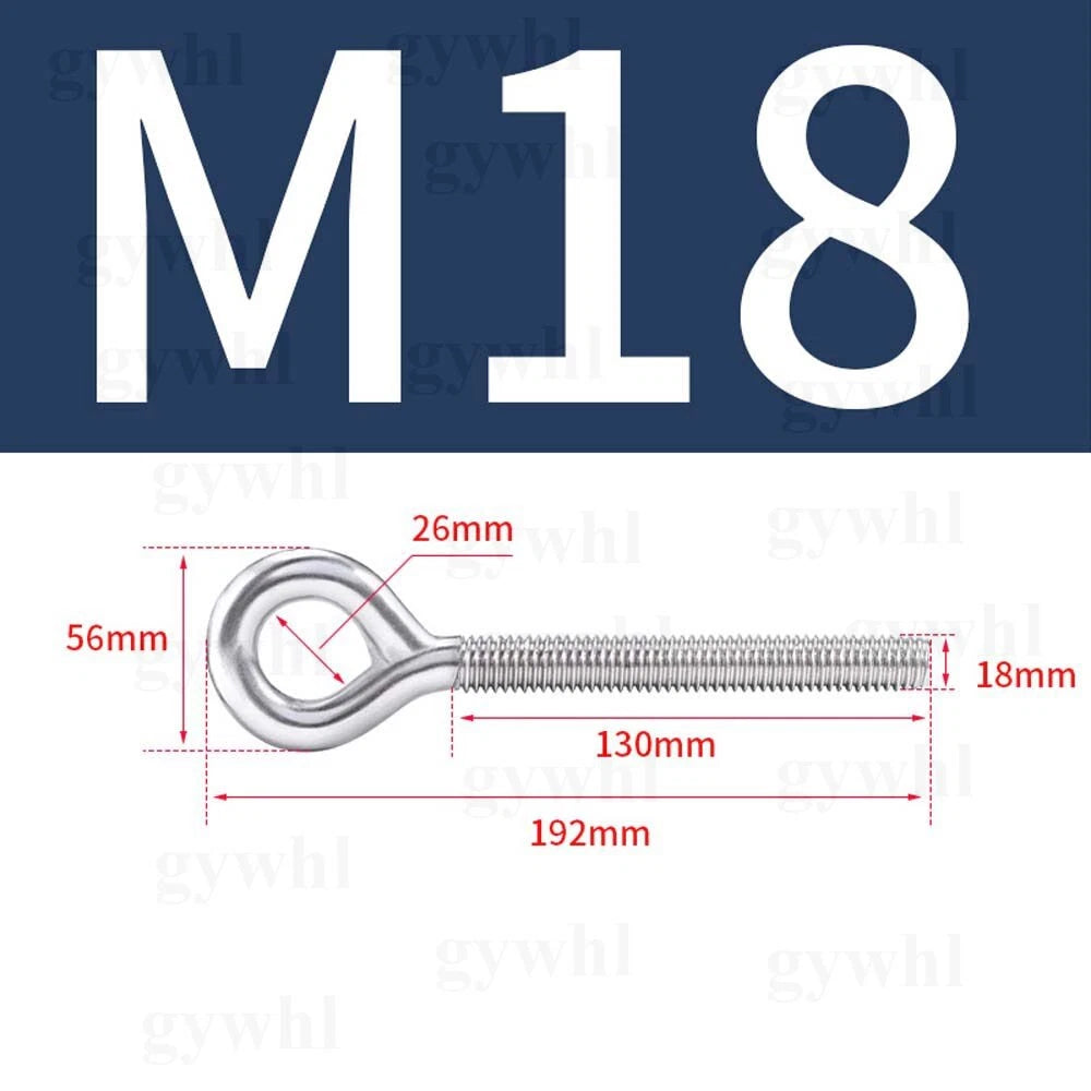 Heavy Duty Stainless Threaded Eye Hook Bolt Ring Bolts for Garden Fence Projects