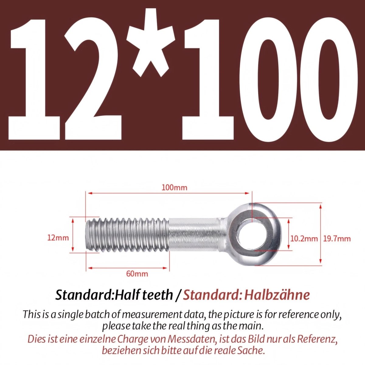 M12 M14 Stainless Steel Eye Bolts – Threaded Ring for Catenary Wire & Hanging - HomeDIYer