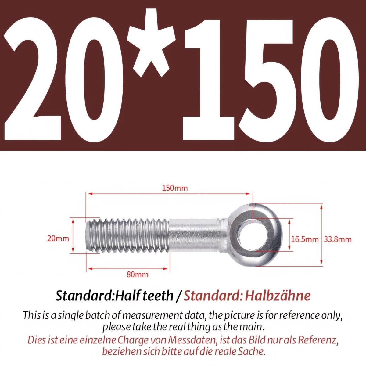 M20/M24 Stainless Steel A2 Eye Bolts – Threaded Ring for Catenary Wire & Hanging - HomeDIYer