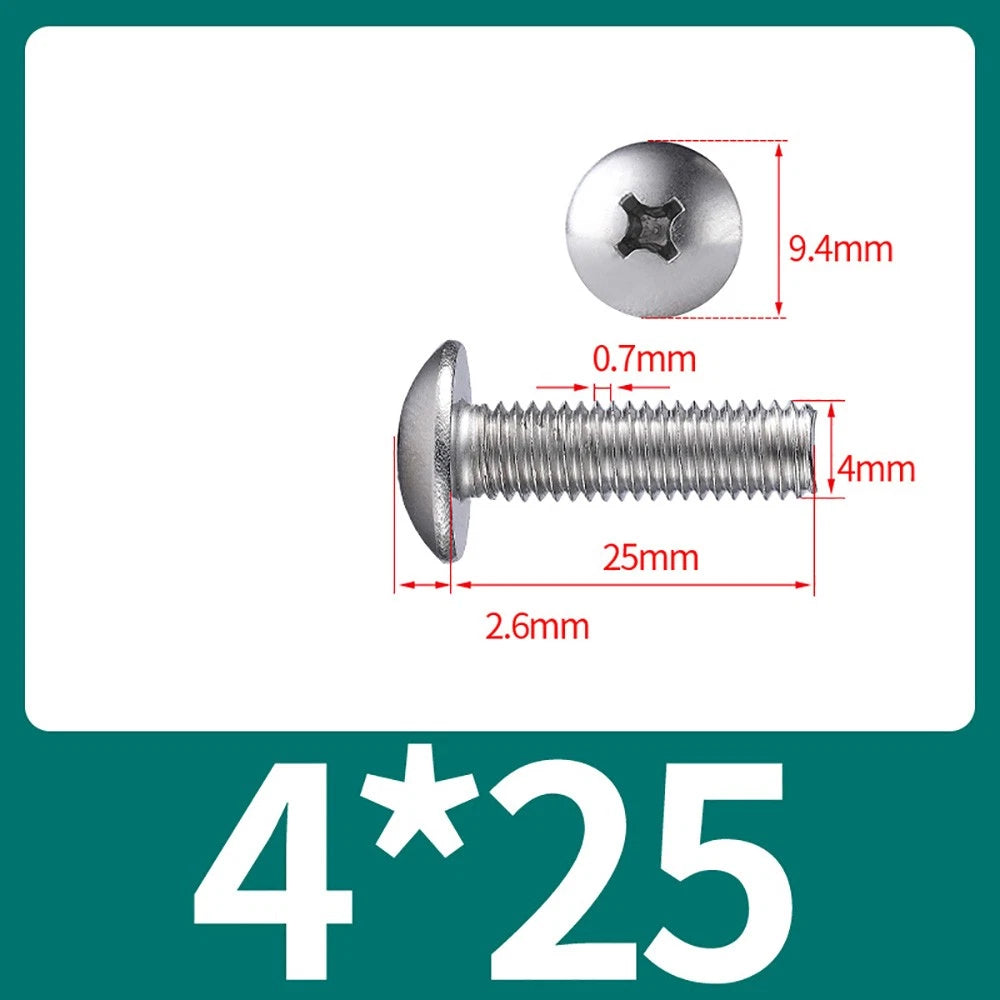 M4-M8 Phillips Truss Head Machine Screw Large Flat Head Screws Stainless Steel