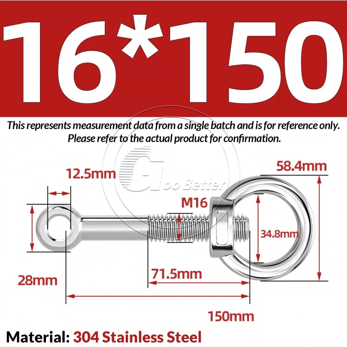 M16–M24 A2 304 Stainless Steel Lifting Eye Bolt & Eye Nut Threaded Ring - HomeDIYer