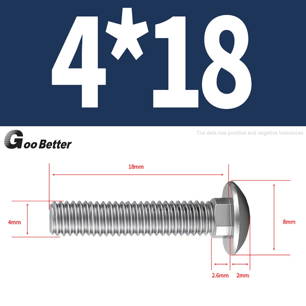 M4–M12 Carriage Bolts A2 Stainless Steel | Cup Square Neck Screws