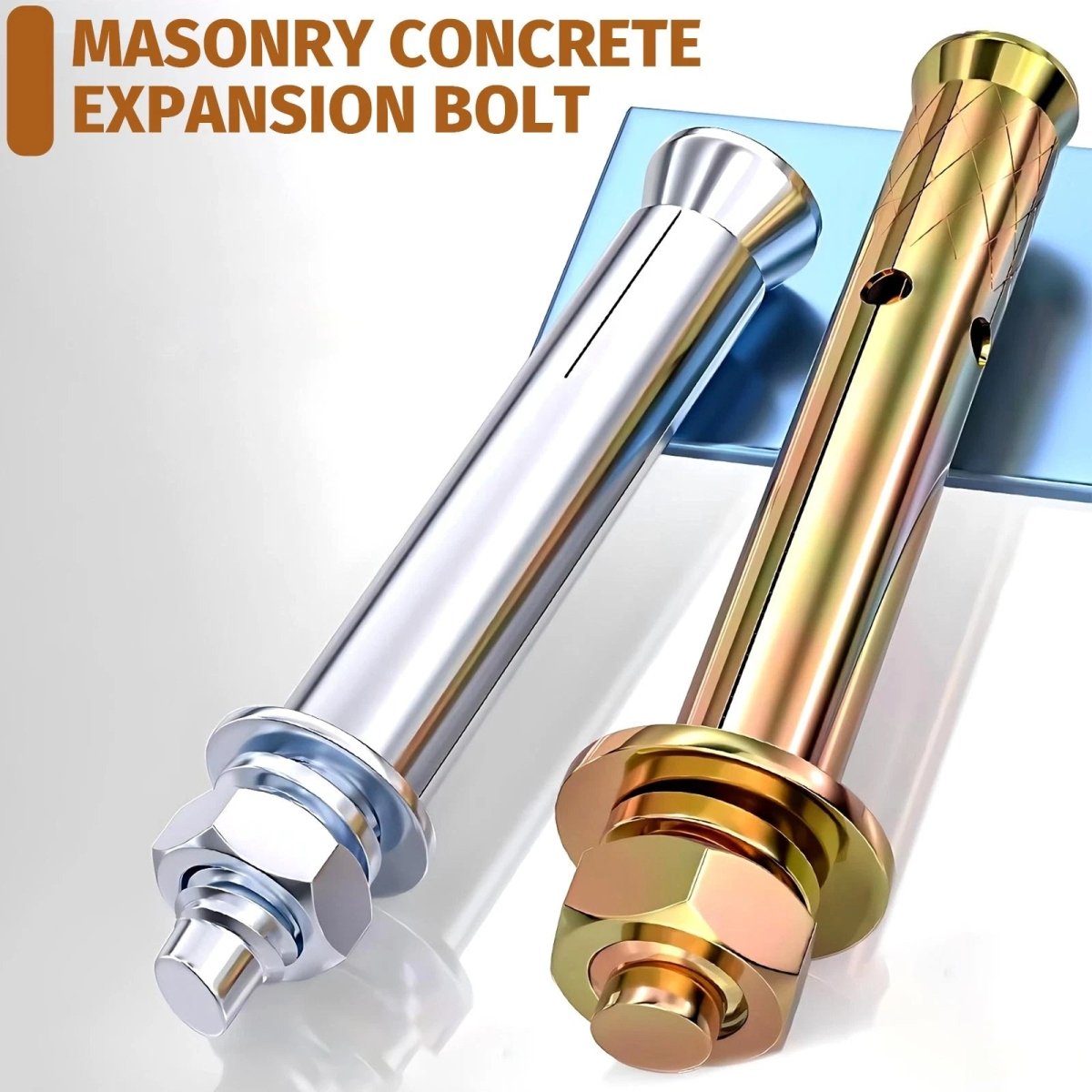 Concrete Expansion Anchor Bolts M6–M20, Extra Long Masonry Wall Screws – Iron Blue White Zinc / Iron - colour Zinc - HomeDIYer