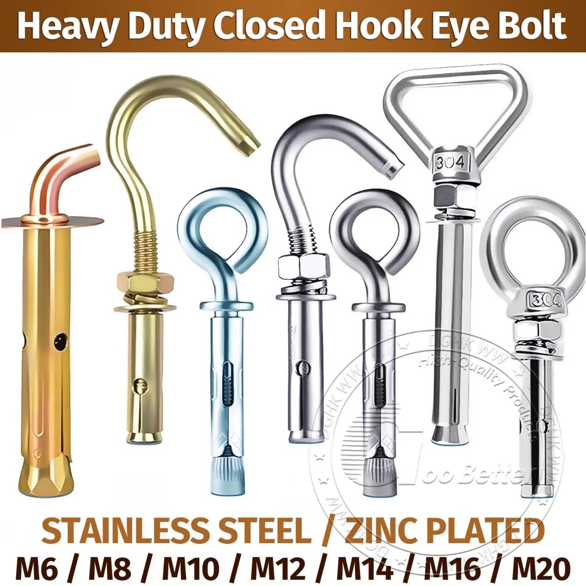 Heavy Duty Eye Bolt Shield Anchor Expansion Bolts — Closed Hook, Eye & Triangular Head - HomeDIYer