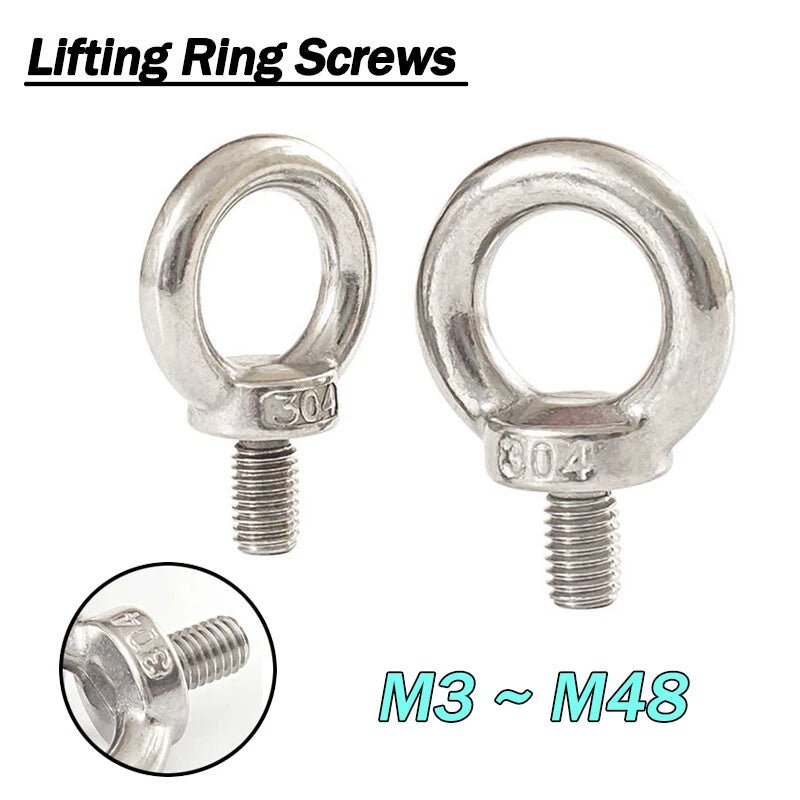 304 Stainless Steel Eye Bolt M3–M48 | Heavy - Duty Lifting Ring Screw - HomeDIYer