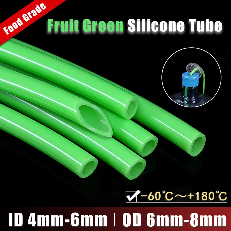 Food Grade Silicone Tubing — Fruit Green, Beer & Milk Hose, 4mm–6mm ID