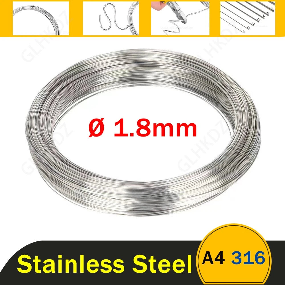 50 M Stainless Steel Wire Metal Cable 1.8mm High Tensile Steel Spring Wire
