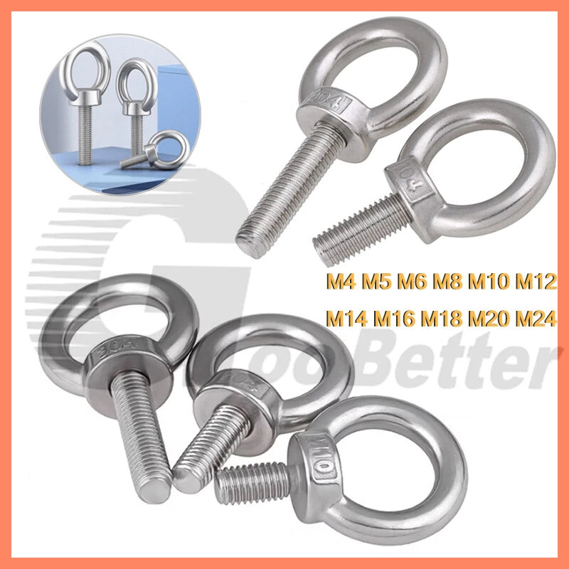 Lifting Eye Bolts A2 304 Stainless Steel M4 M5 M6 M8 M10 M12 M14 M16 M18 M20 M24