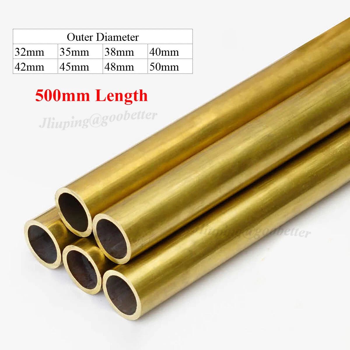 Brass Round Tube — OD 32–50mm, 500mm Long, Multiple Wall Thicknesses
