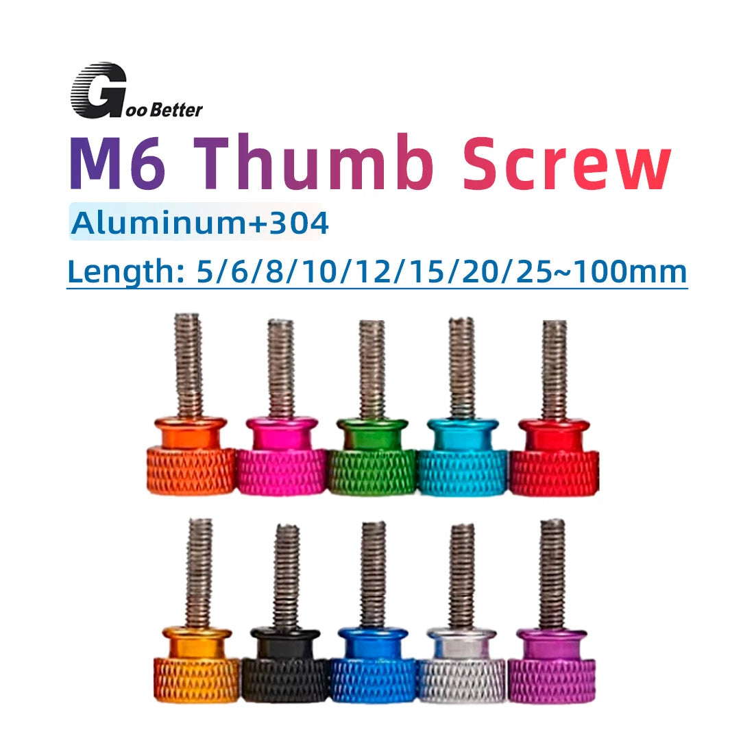 5Pcs M6 Aluminium Knurled Thumb Screws Stainless Hand Grip Knob Bolts High Type