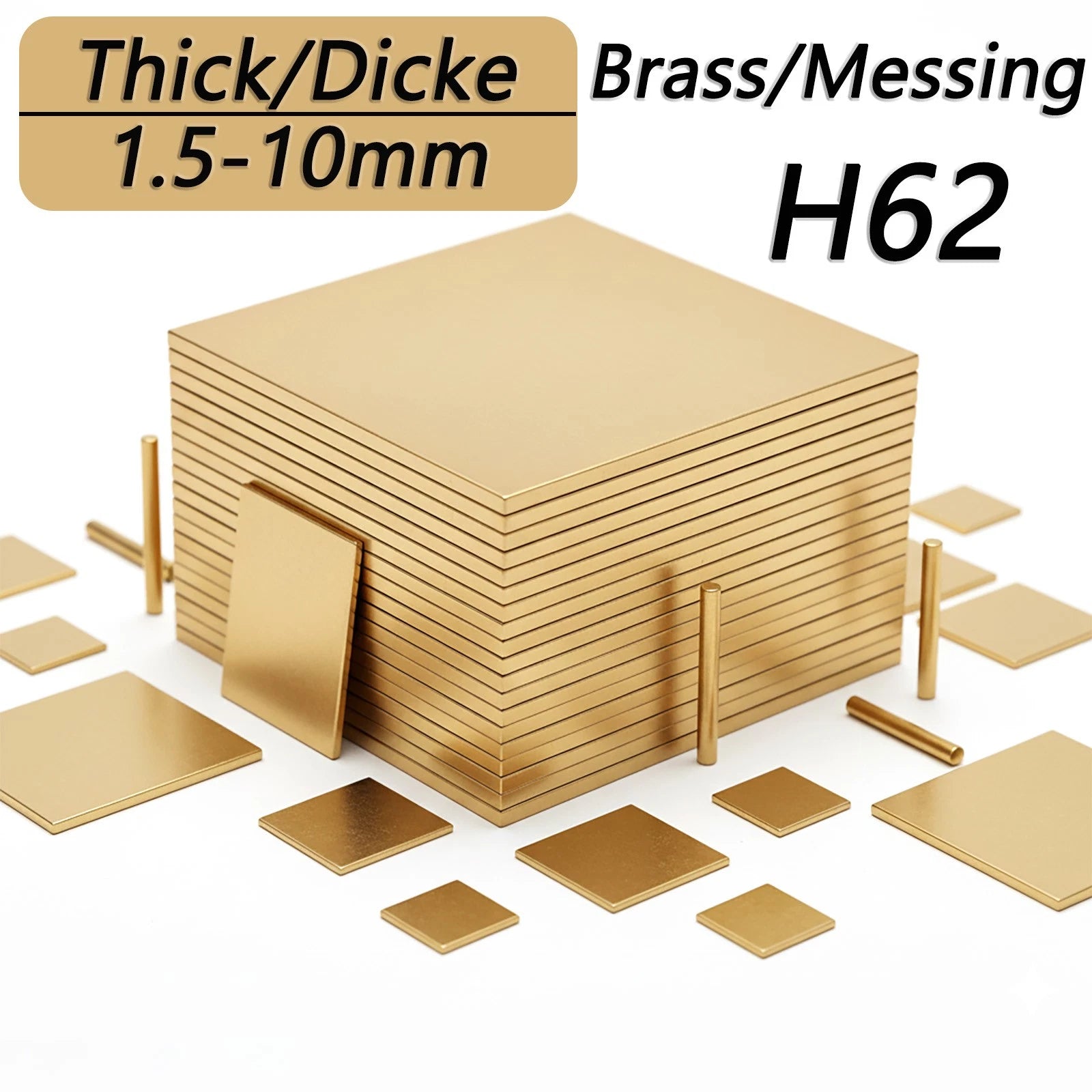 Brass Sheet Plate H62 0.6 0.8 1 -1.2mm Thickness Models Making Jewellery Making