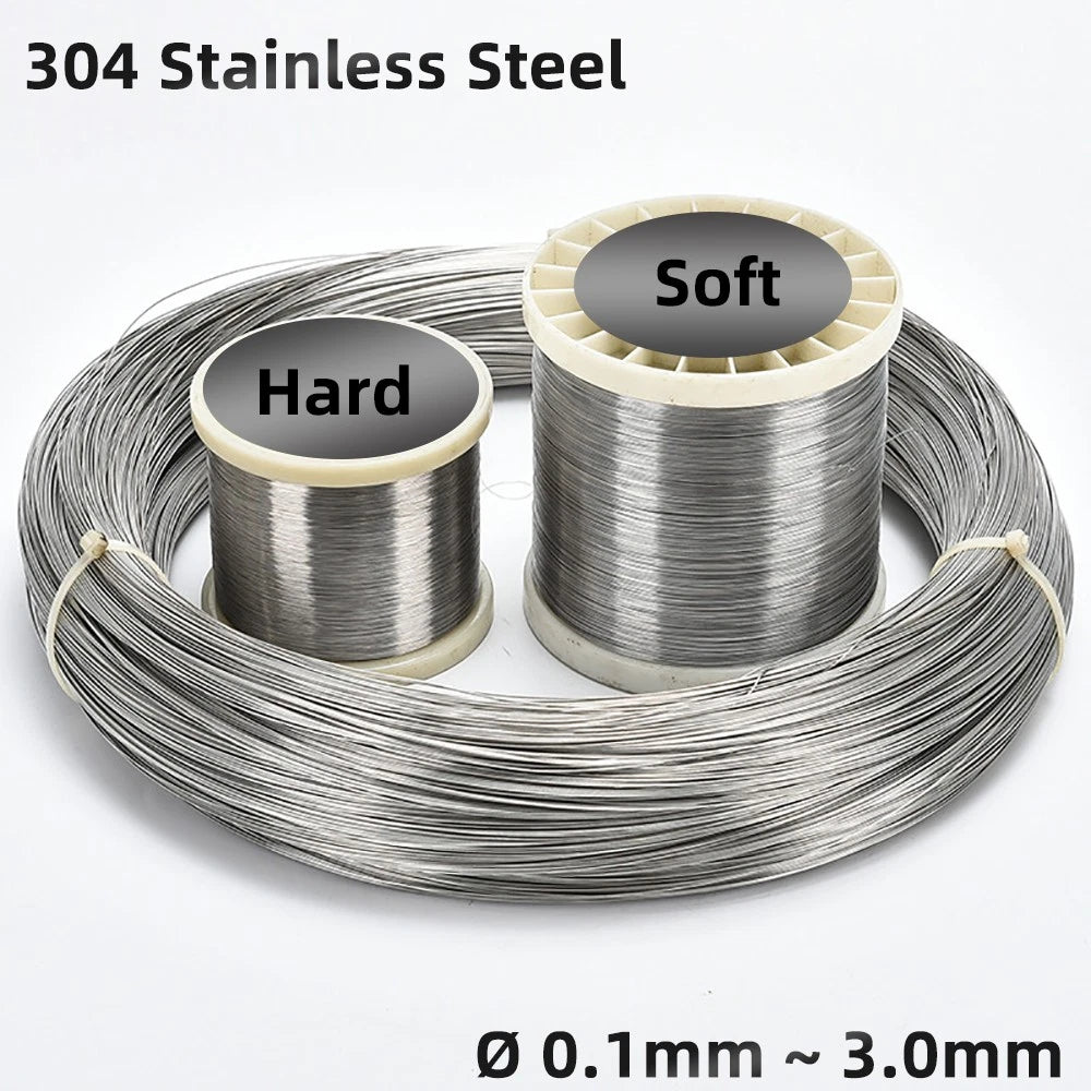 A2 Stainless Steel Wire Grade 304 Solid Soft and Hard Wires Dia 0.1mm - 3mm