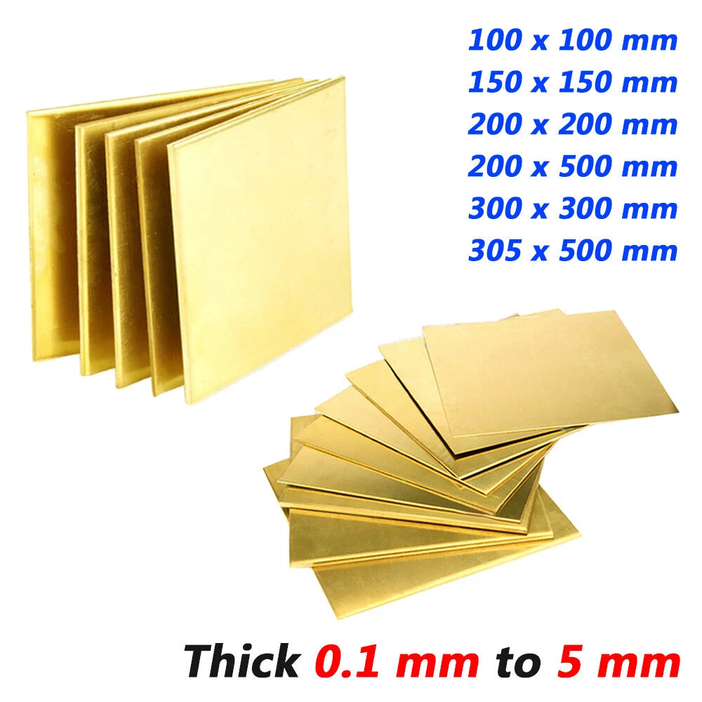 Natural Brass Sheet Flat Plate Metal guillotine cut 0.1mm to 5mm Multiple Sizes