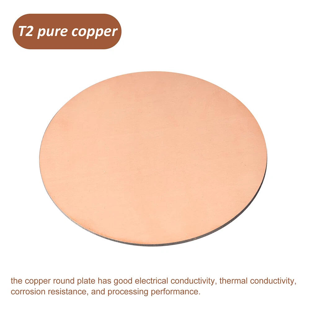 Solid Pure Copper Discs Blanks Round Plate Metal Sheet 0.5-5mm Thick 1-200mm Dia