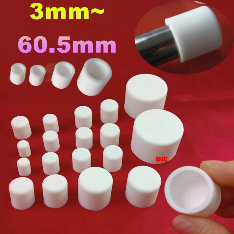 White Round Silicone Rubber End Caps for Tubes & Pipes — 3mm to 60.5mm