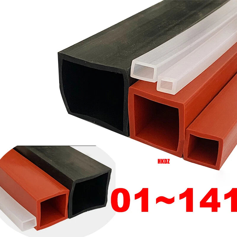 Square Silicone Rubber Hollow Tube Pipe Protector Seal Strips Width 2.5mm~108mm