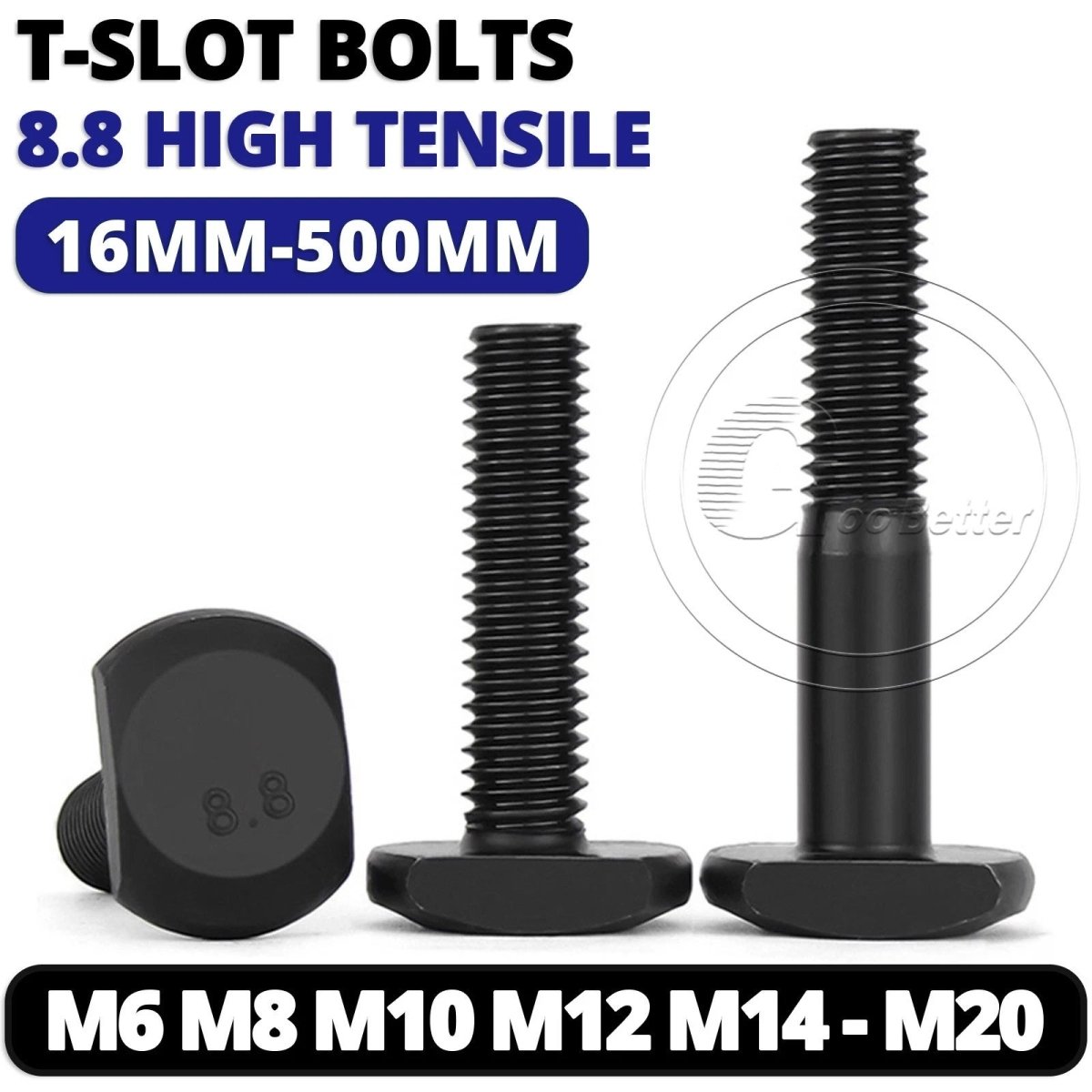 T - Slot Bolts M6 to M20 | Grade 8.8 High Tensile | T - Track Bolts 16mm–500mm - HomeDIYer