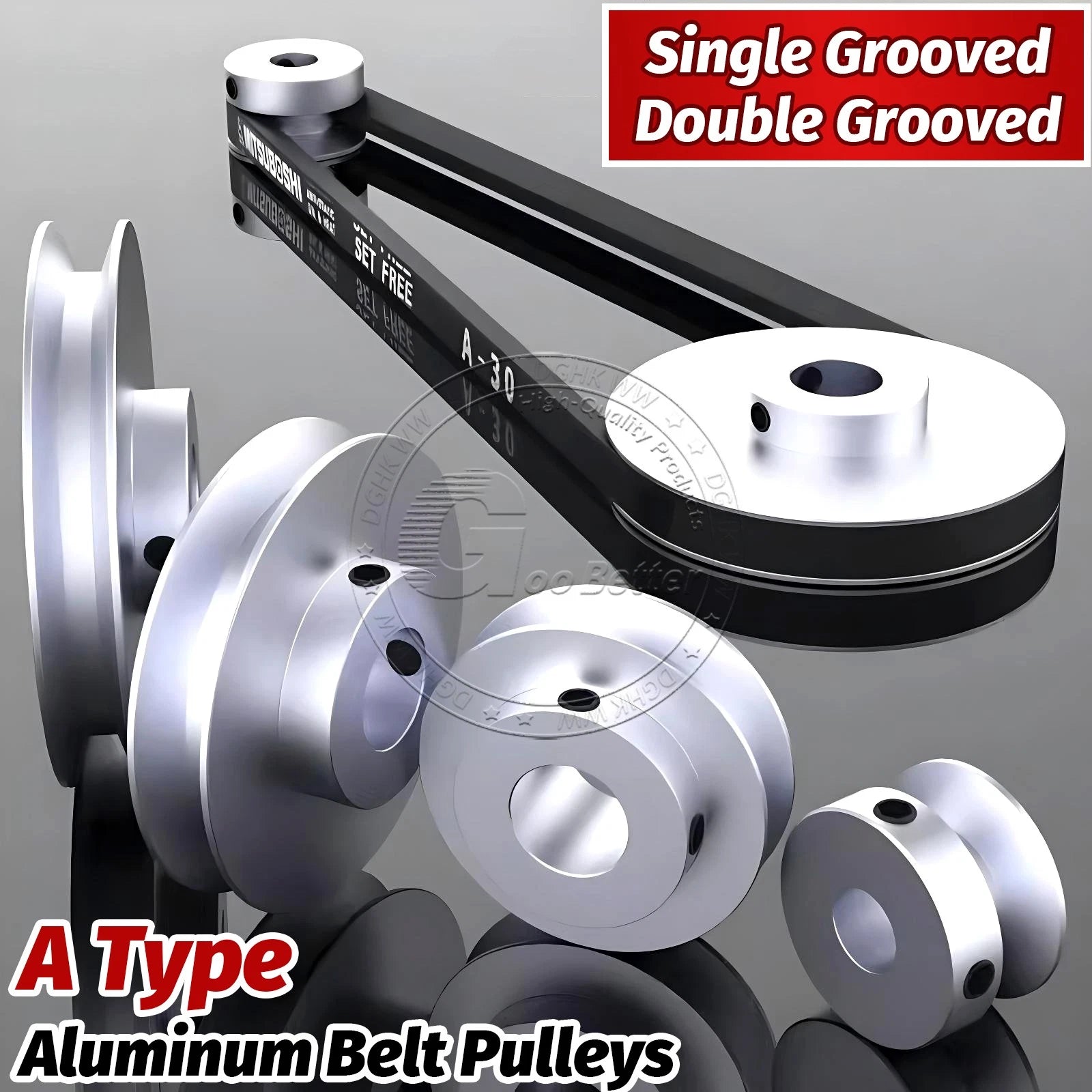 V-Groove Aluminum Drive Pulley For V-Belt Pulleys Groove 12.5mm OD 40mm-150mm