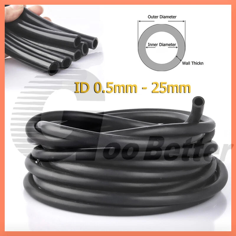 Black Food Grade Silicone Tube Hose Vacuum Tubing Pipe Soft Rubber ID 0.5-25mm