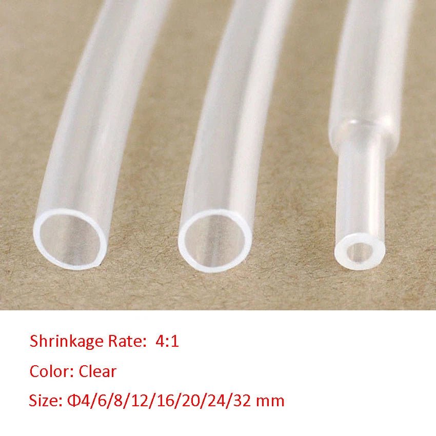 Clear 4:1 Heat Shrink Tubing — Φ4mm to Φ32mm, 1M / 3M / 5M / 10M Lengths - HomeDIYer