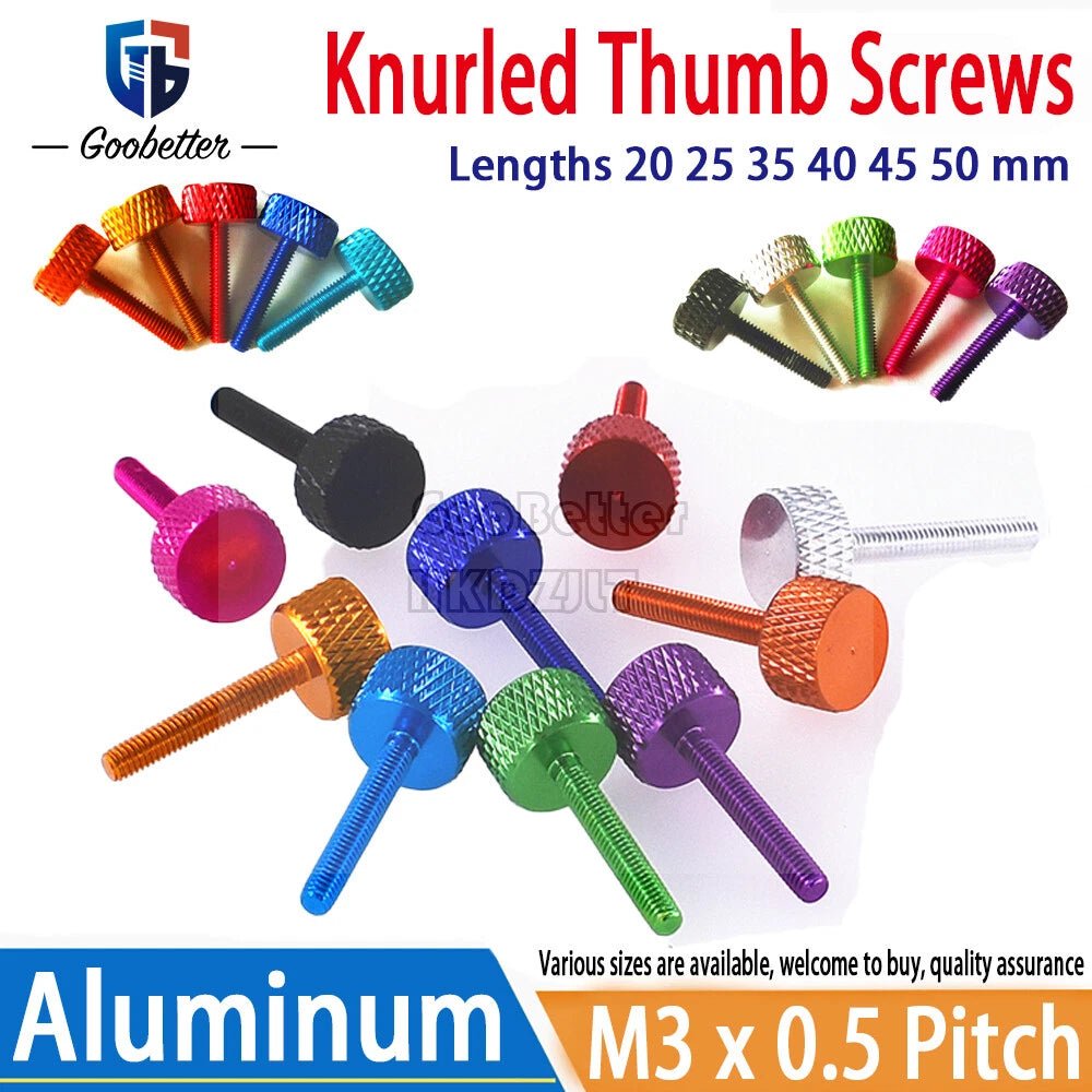 M3 Knurled Thumb Screws – Aluminum Anodized, Colorful, M3 x 20–50 mm - HomeDIYer