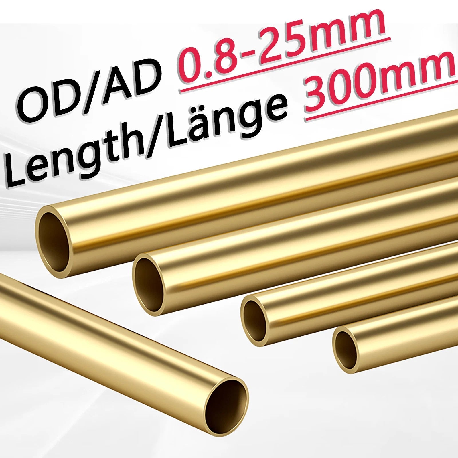 Brass Tubes ROUND PIPE Cu 62% OD 2mm 3mm 4mm 5mm 6mm To 25mm Length 300mm 0.3m