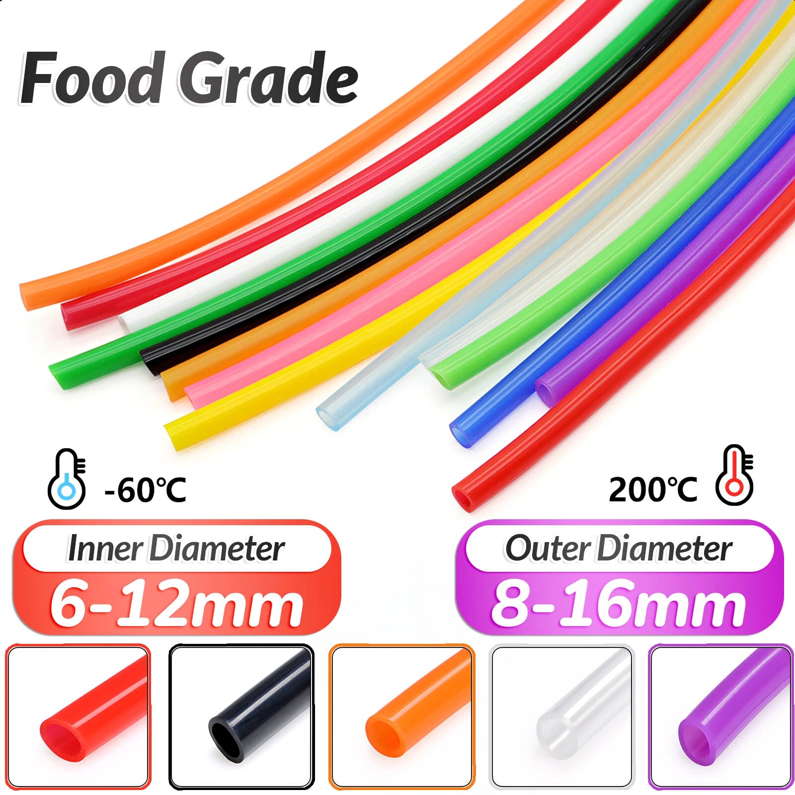 Food Grade Silicone Tube Hose – Soft Rubber Vacuum Pipe for Beer, Water & Medical Use | 6–12mm