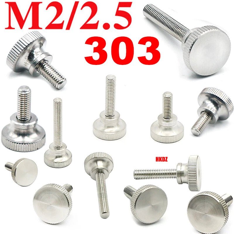 M2/M2.5 High Head Knurled Thumb Screws – 303 Stainless Steel Hand Grip Knob Bolts (3 - 12mm) - HomeDIYer