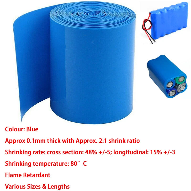 PVC Heat Shrink Tubing for RC Battery Packs — LiPo, NiMH, NiCd | Blue & Color Options