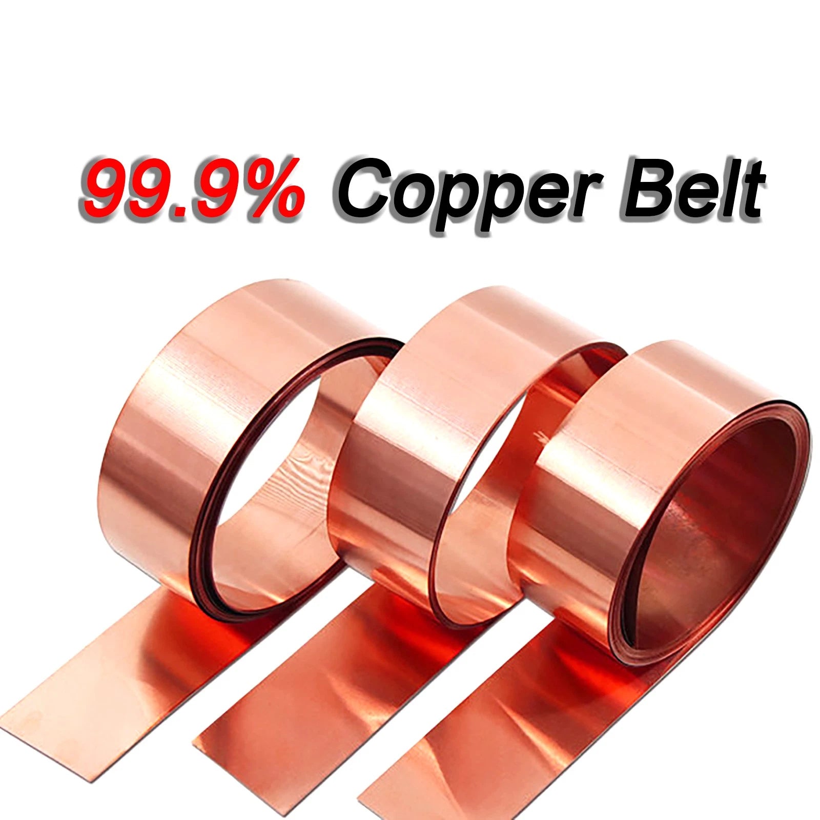 100M 99.9% Pure Copper T2 Cu Metal Sheet Foil Plate Strip 10mm Width 0.2mm Thick
