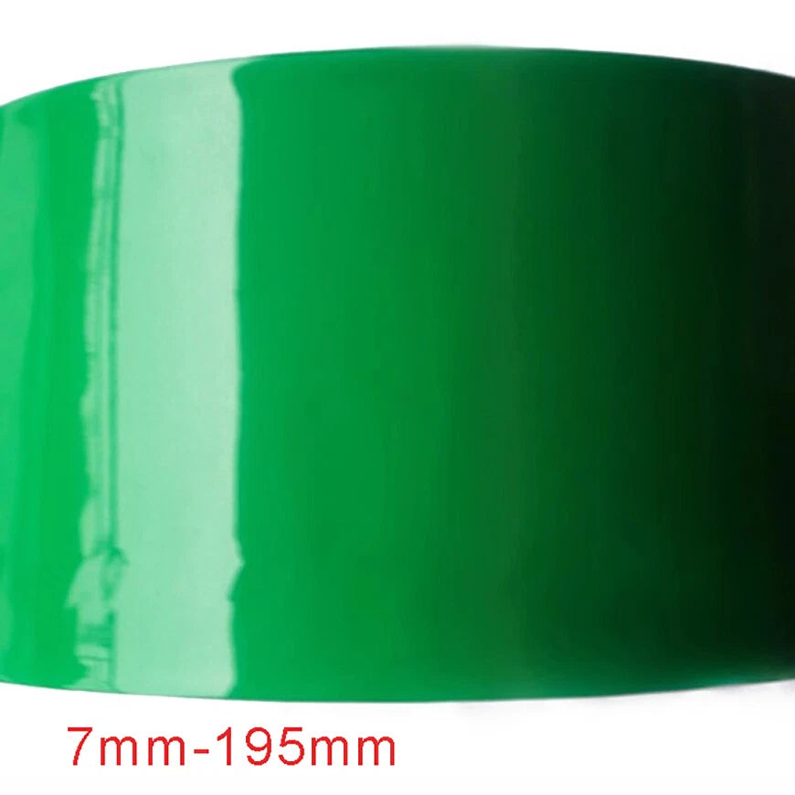 PVC Heat Shrink Tubing Green — Battery Wrap Sleeve, Flat Width 7mm–195mm