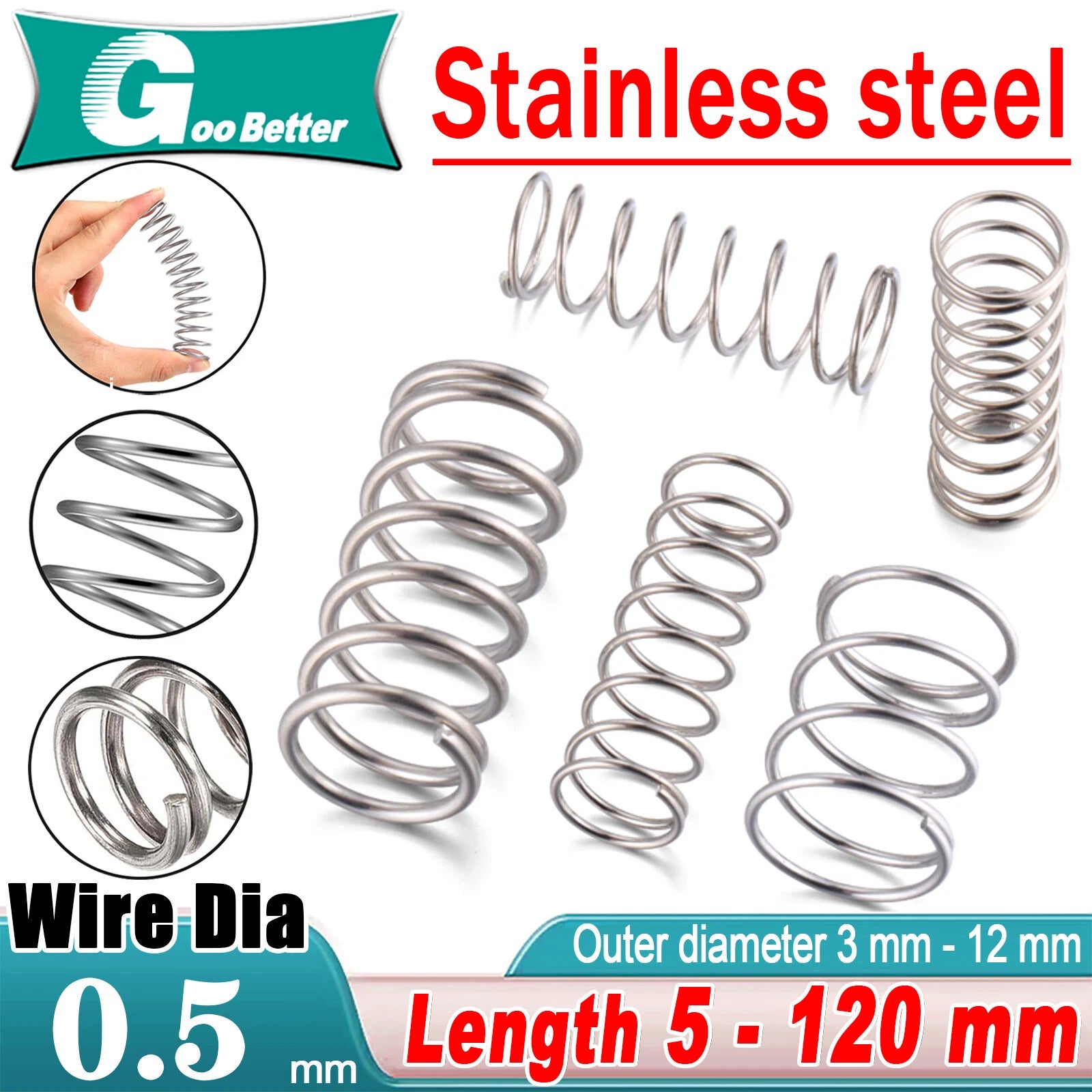 Compression Spring Various Size 3-12mm Diameter & 5-120mm Length Pressure Small