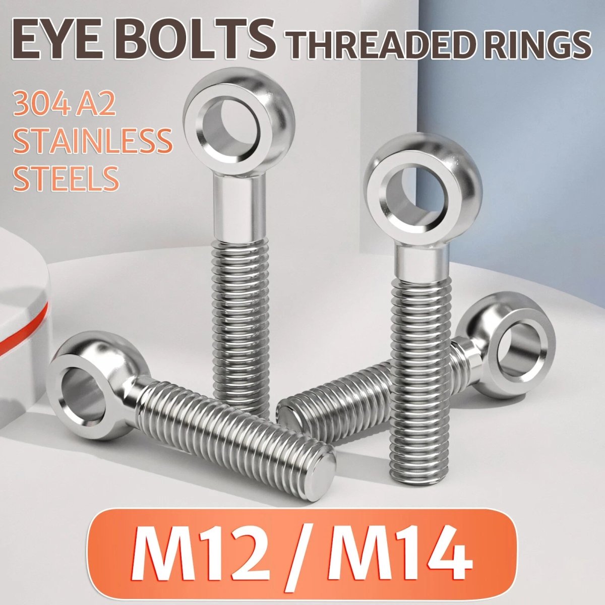 M12 M14 Stainless Steel Eye Bolts – Threaded Ring for Catenary Wire & Hanging - HomeDIYer