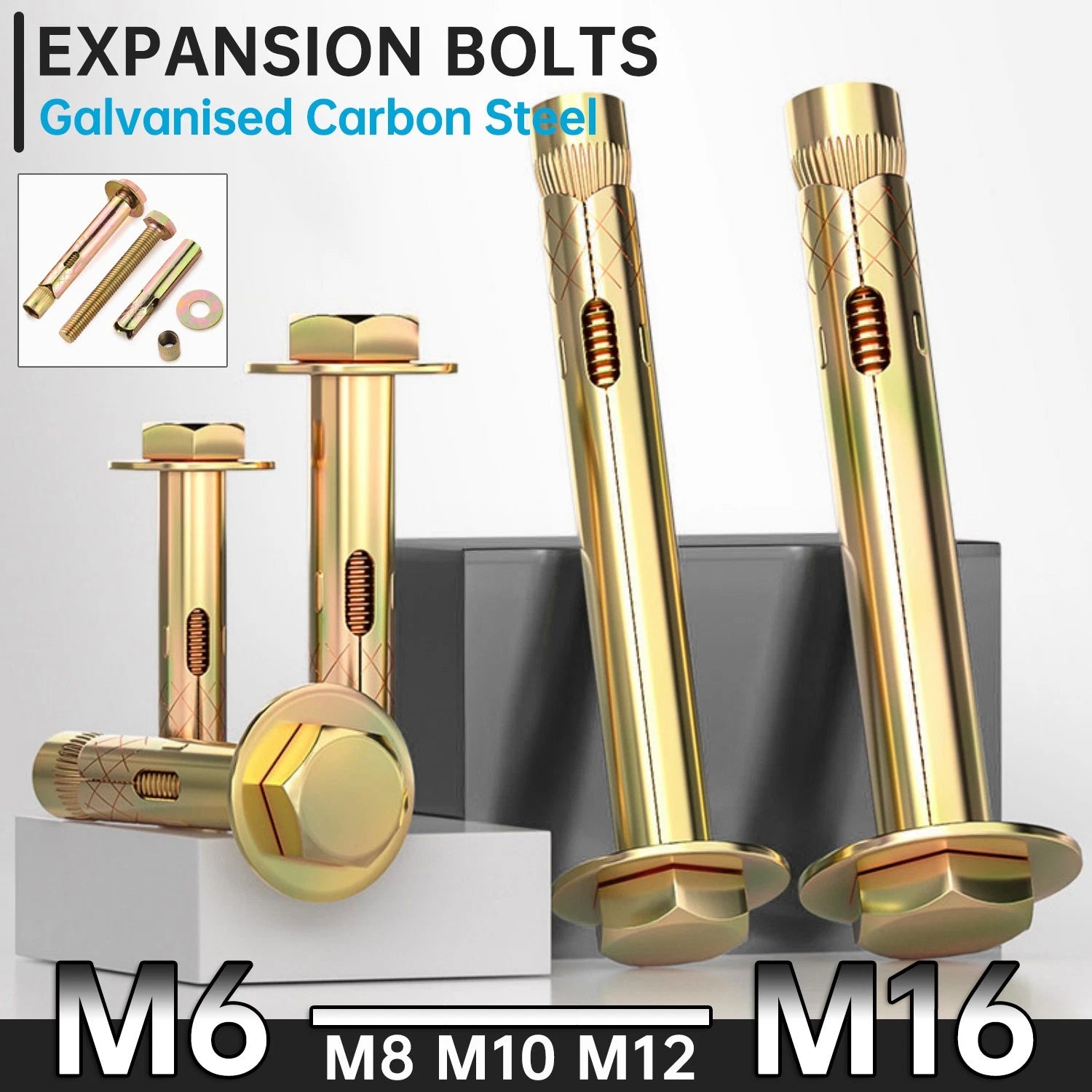 Sleeve Anchor Expansion Bolts for Masonry – Zinc Plated | M6 M8 M10 M12 M16