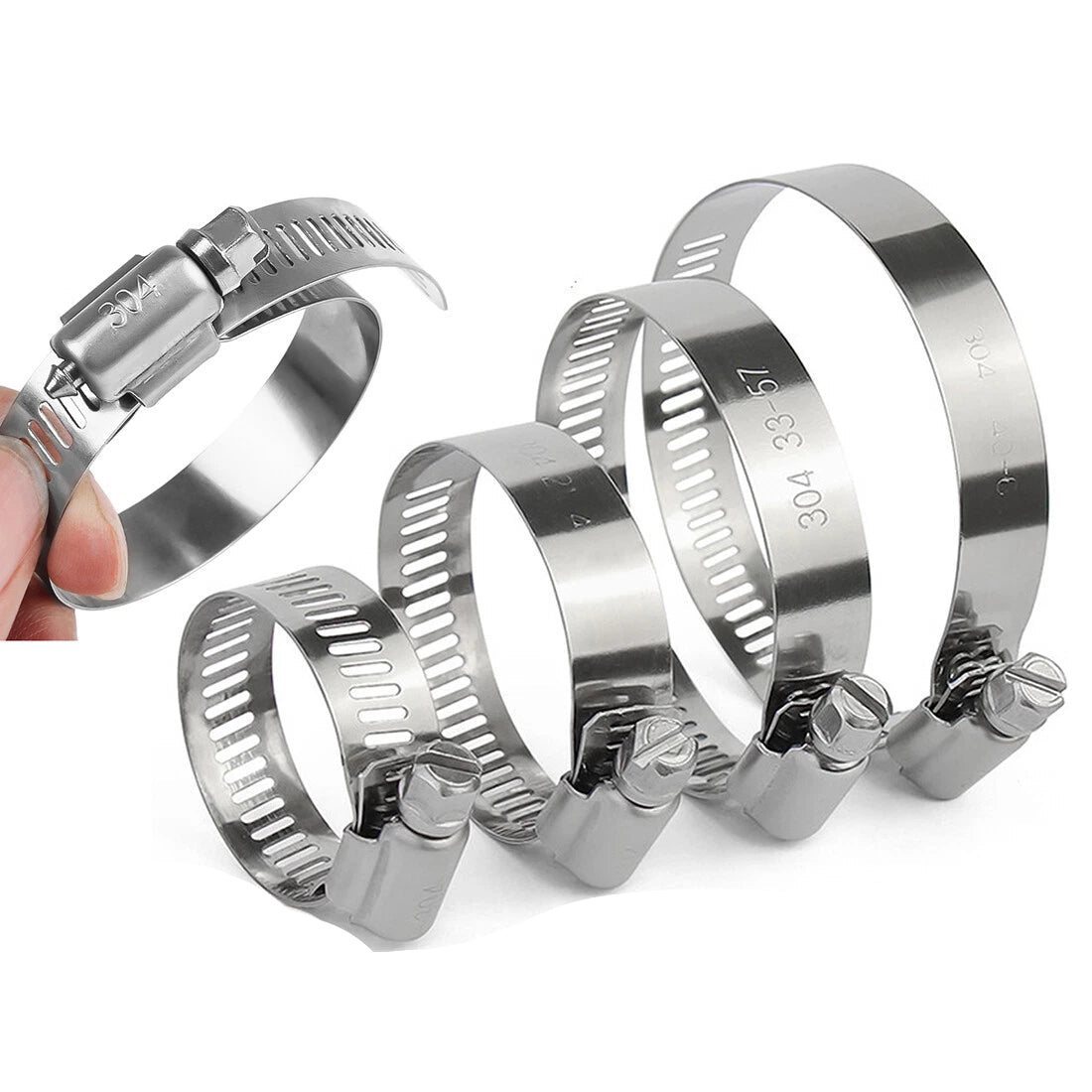 Hose Clips Pipe Clamps - Stainless Steel - jubilee type - 304ss - American clamp