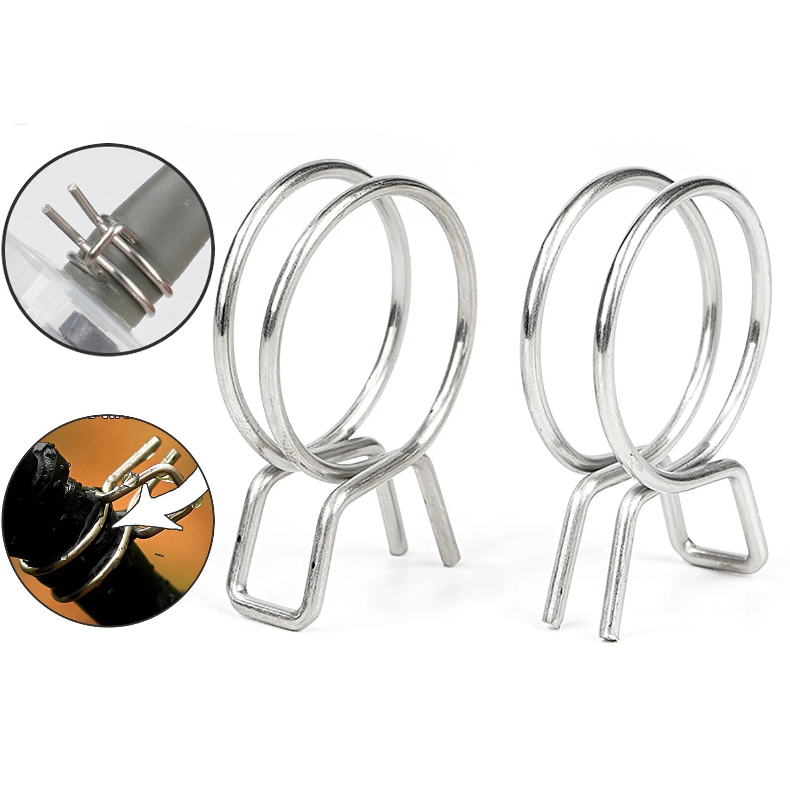 New Double Wire Fuel Hose Spring Clips Silicone Pipe Clamps Air Band Vacuum Tube