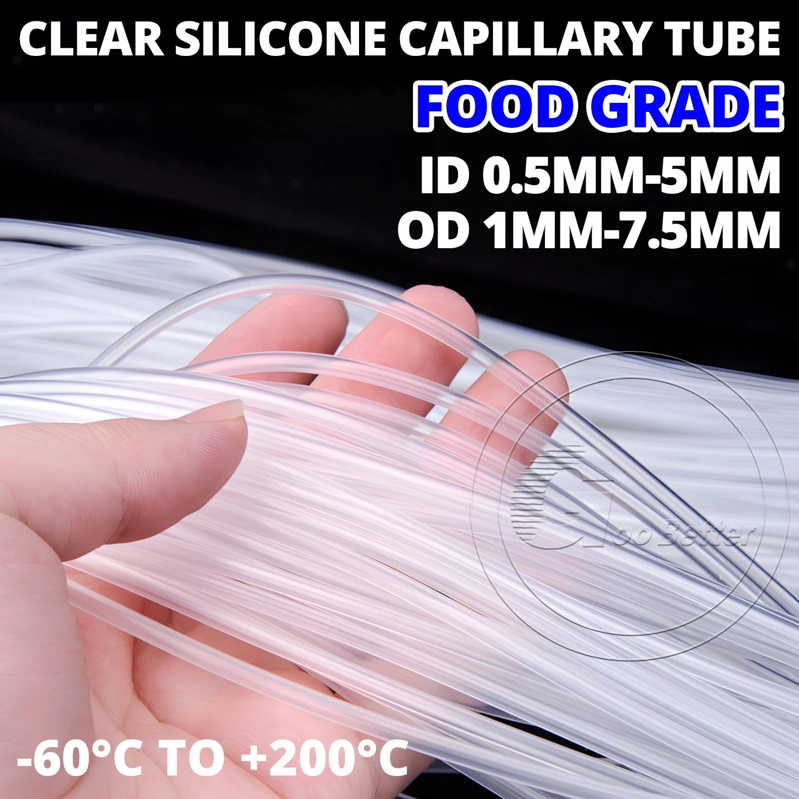 Food Grade Clear Silicone Capillary Tube — Beer Hose & Lab Tubing, ID 0.5mm–5mm
