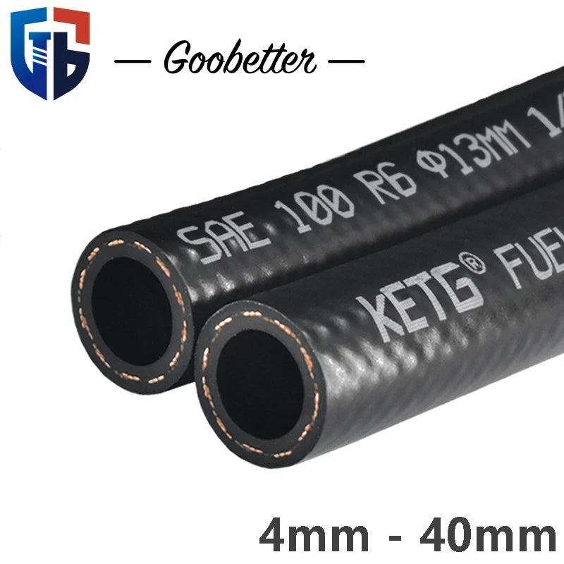 Rubber Braided Fuel Hose — Unleaded Petrol, Diesel & Oil Line, 4mm–40mm ID