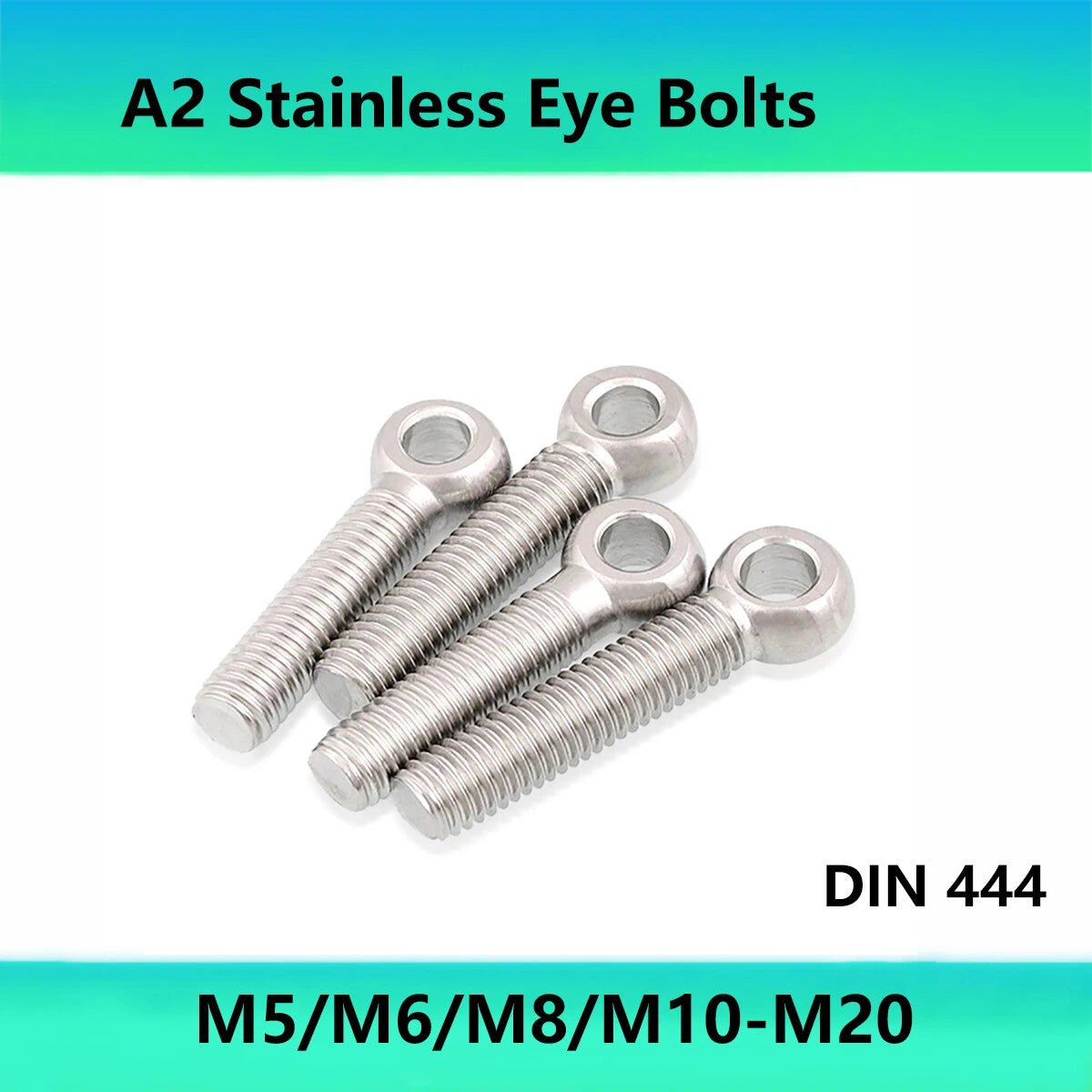 A2 Stainless Steel Eye Bolts with Threaded Shank — M5 to M20 - HomeDIYer