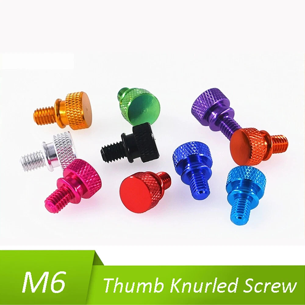 Knurled Thumb Screws M6*8mm-12mm Aluminum Alloy DIY Hand Tighten Grip Knob Bolts