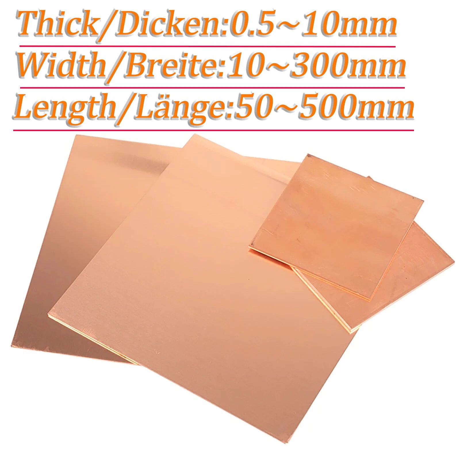 Copper Sheet T2 99.9% Pure Cu Metal Sheet Flat Stock Plate Thick 0.5mm-10mm