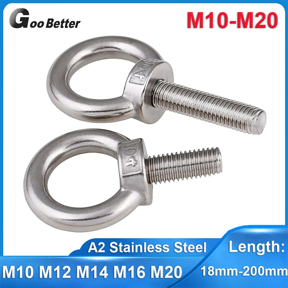 A2 Stainless Steel Eye Bolts DIN 580 — M10 M12 M14 M16 M18 M20 M24 Lifting Ring Bolt