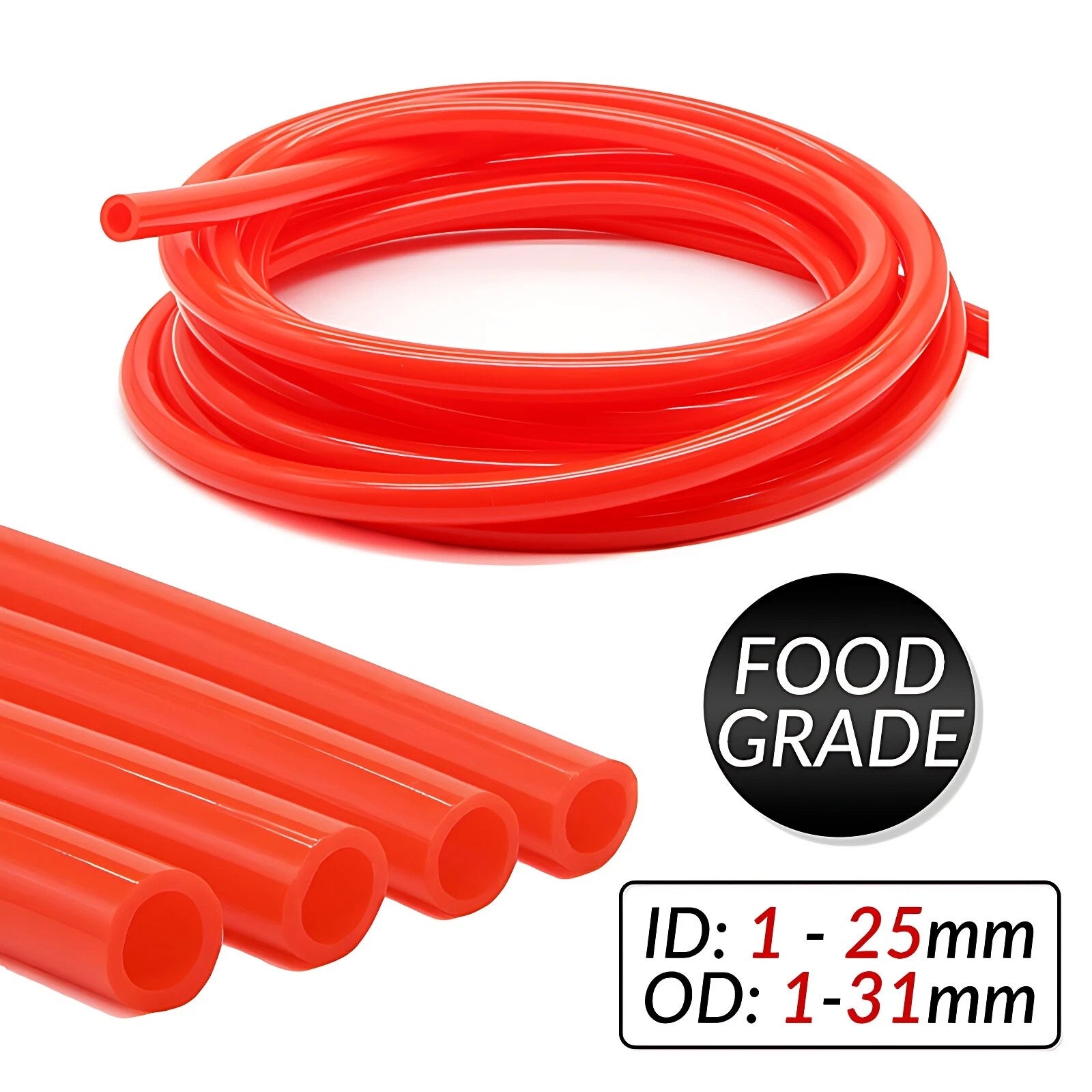 Red Food Grade Silicone Tube Hose Vacuum Tubing Pipe Soft Rubber
