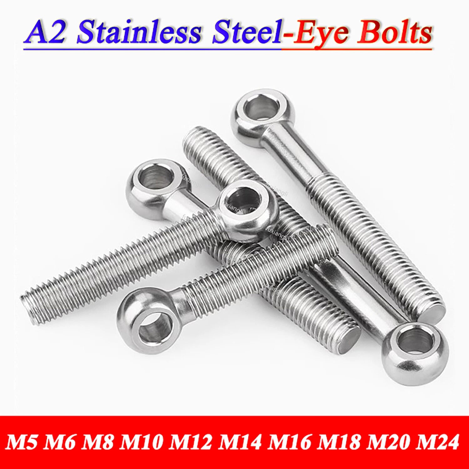 A2 Stainless Steel Eye Bolts M5–M24 | Threaded Ring Screws for Catenary Wire & Hanging