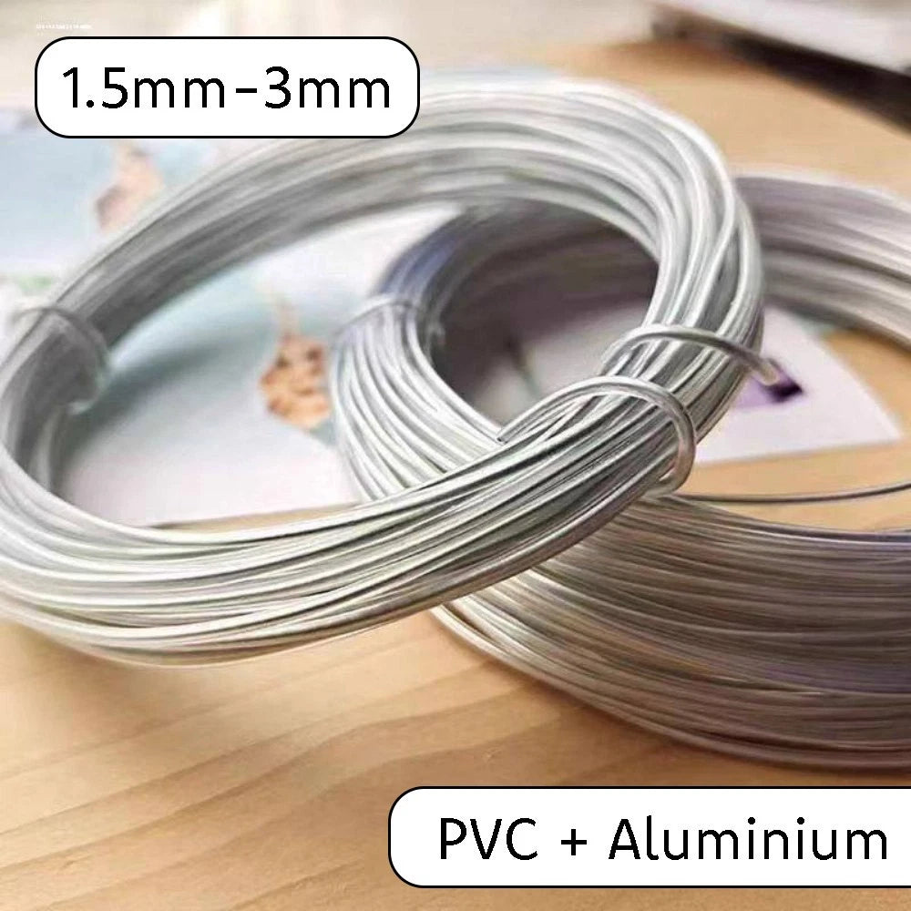 Transparent PVC-Coated Aluminium Wire Handicraft DIY Metal Wires 1.5mm-3mm Dia