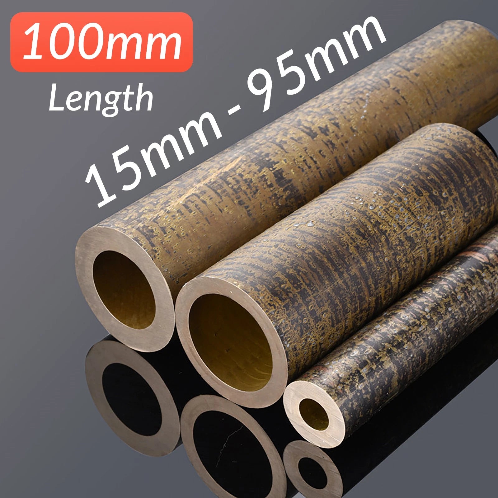 Brass Bronze Round Tube | OD 25–95mm × ID 15–75mm × 100mm Length