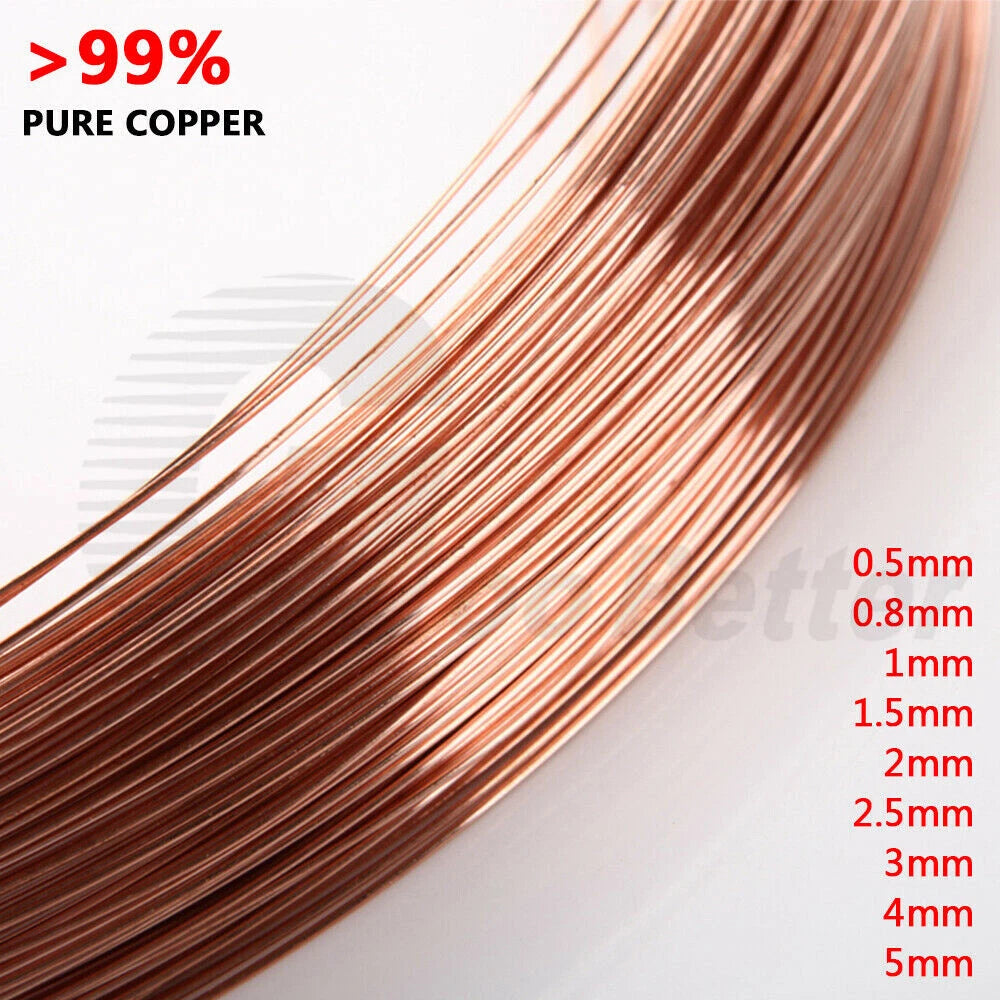 1Kg Pure Copper Wire 99.9% Round Solid Bare Uncoated Jewellery Craft Bonsai DIY