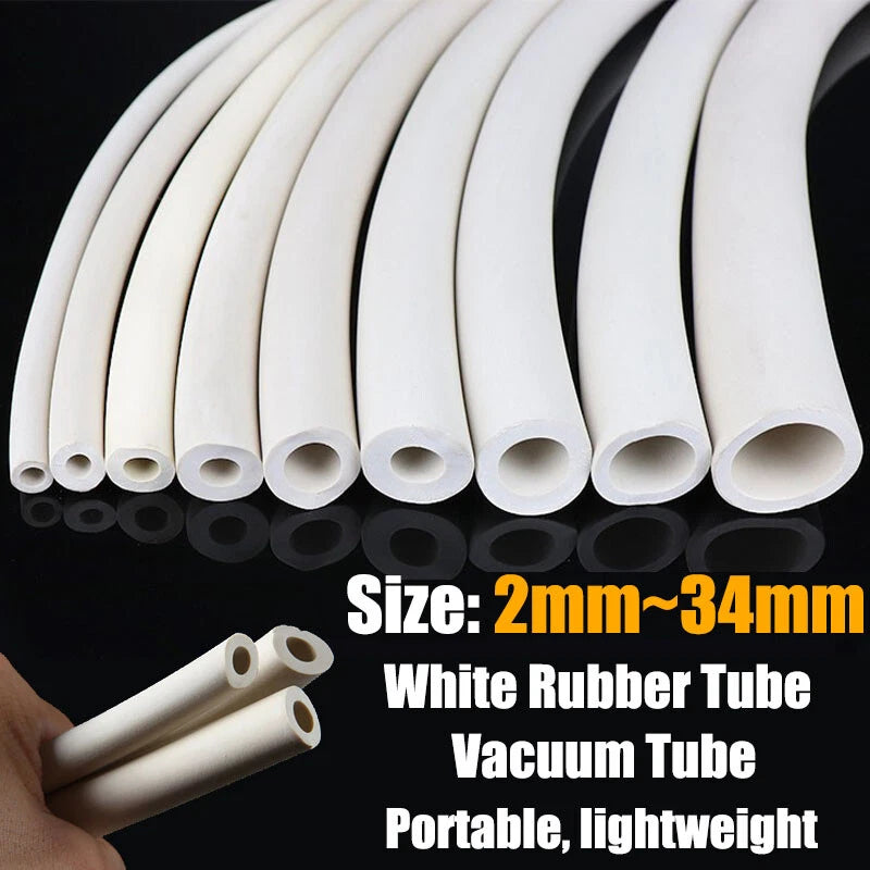 White Rubber Vacuum Tube | Laboratory Hose Pipe | ID 2mm–25mm | Multiple Sizes & Lengths